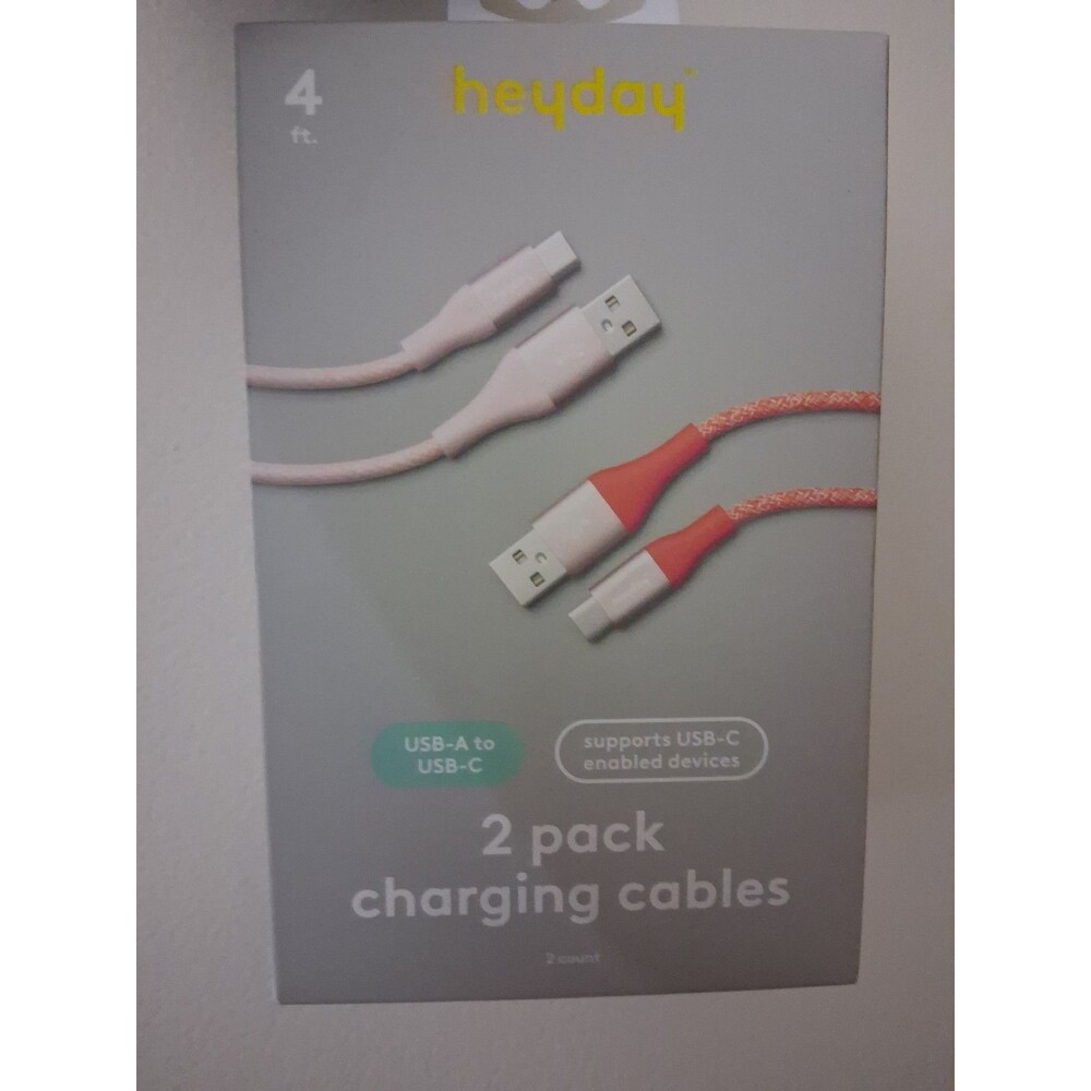 heyday - 2 pk USB-C to USB-C Braided Charging Cable - 10FT - Blue and Purple